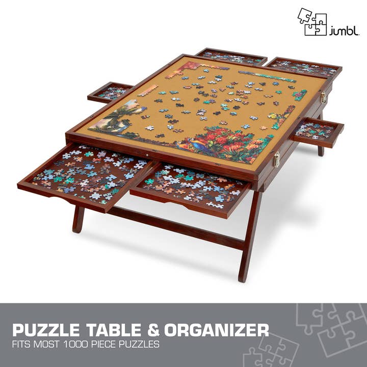 Jumbl – wholesale Puzzle – Adult – 1000 Piece Wooden Puzzle Board, 23” x 31” with Cover