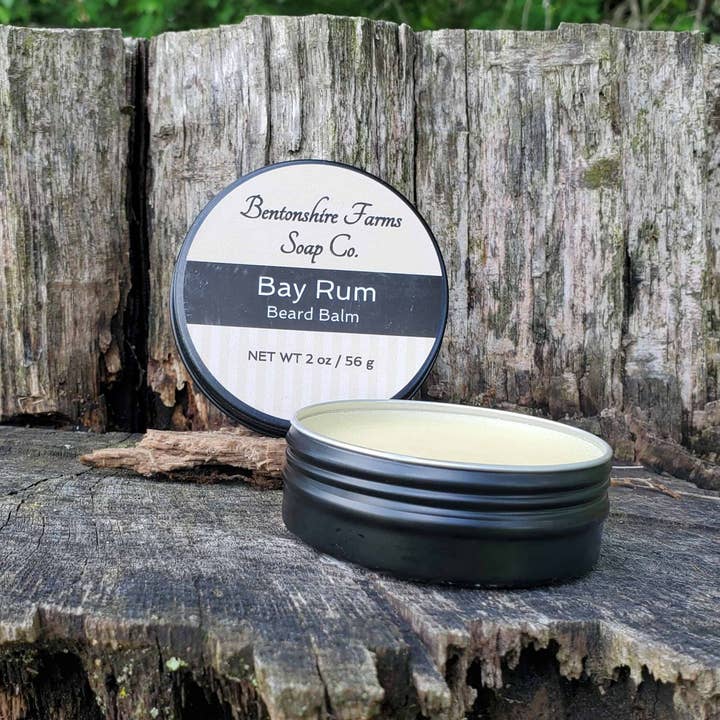 Bay Rum Beard Balm for wholesale by Bentonshire Farms Soap Co.