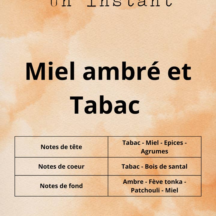 Un instant - Wholesale Wax Melt - Scented wax melt: Amber honey and tobacco1