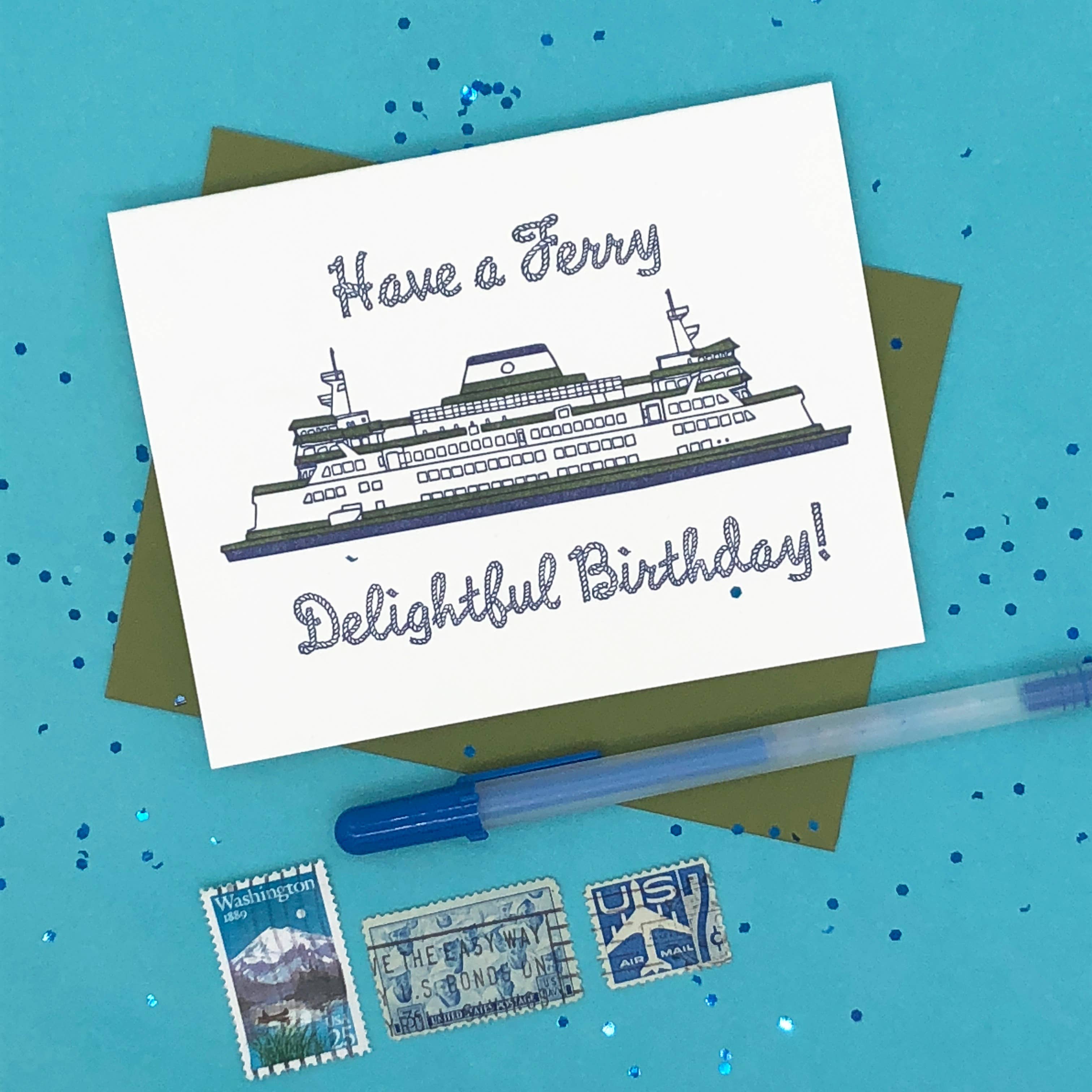 Pier Six Press - Wholesale Birthday Card - Ferry Delightful - Fun Letterpress Card2