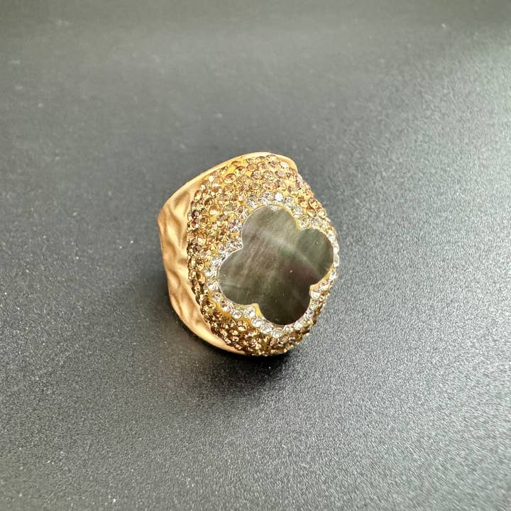 Ole - Vente Bague de cocktail/de cérémonie - Bague en alliage Clover Black Shell 13