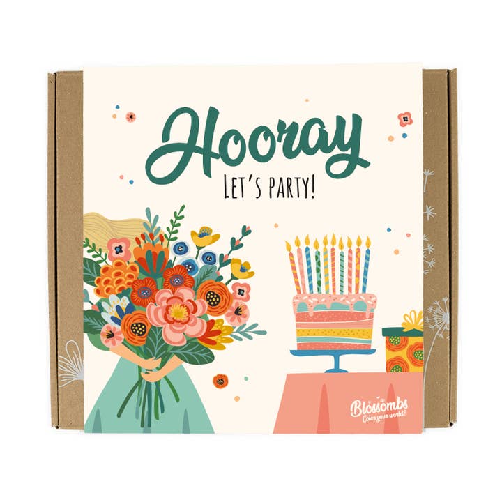 Medium Gift Box with 9 Seed Bombs – Hooray, Let's Party! for wholesale by Blossombs