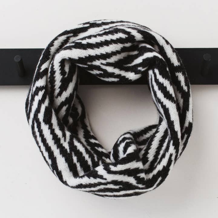 Zebra snood / cowl - monochrome for wholesale by Miss Knit Nat