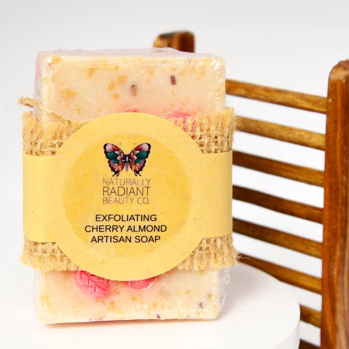 Naturally Radiant Beauty – wholesale Bar Soap – Cherry Almond Exfoliating Artisan Soap Bar1