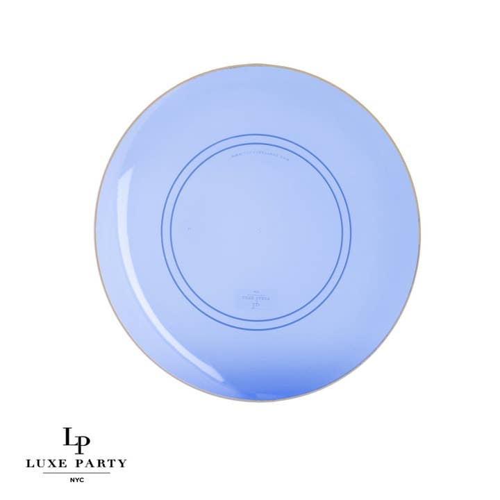 Luxe Party – Großhandel Essteller – Runde transparente Bartenura-Blau • Goldene Kunststoffplatten | 104
