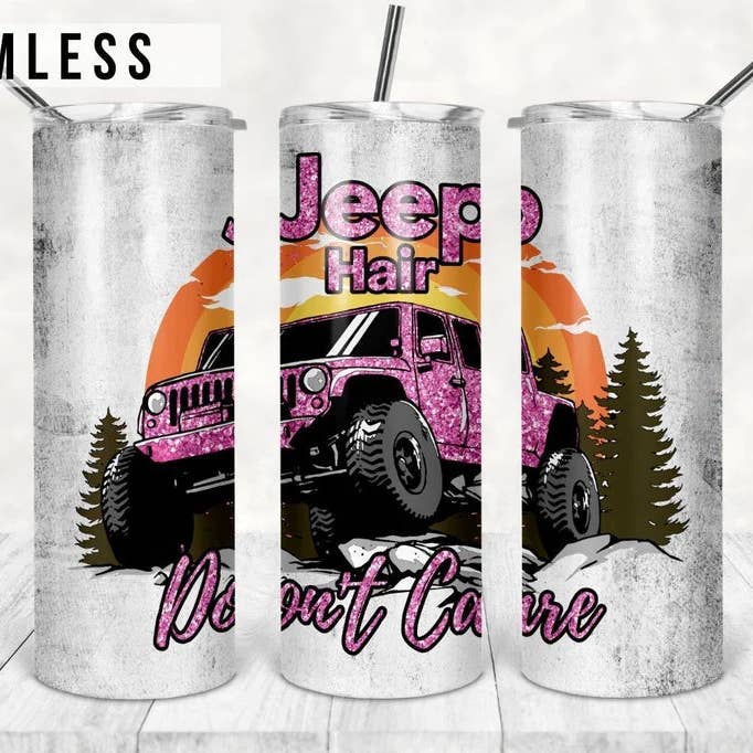 Jeep Hair Don’t Care 20oz Skinny Tumbler for wholesale by WST Wholesale