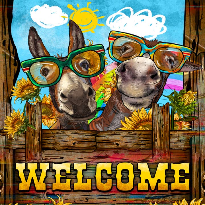 Wreath Sign, Donkeys Sign, 8x10" Metal Sign, DECOE-582, DecoExchange, Sign For Wreath for wholesale by DecoExchange