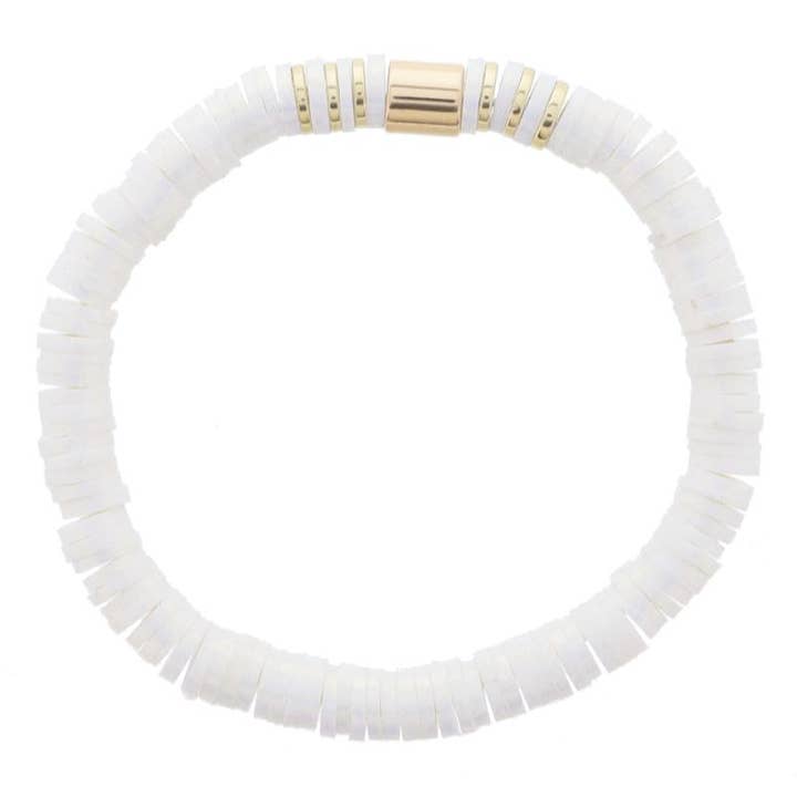 Kids White Iridescent Sequins with Gold Beads Bracelet for wholesale by Jane Marie