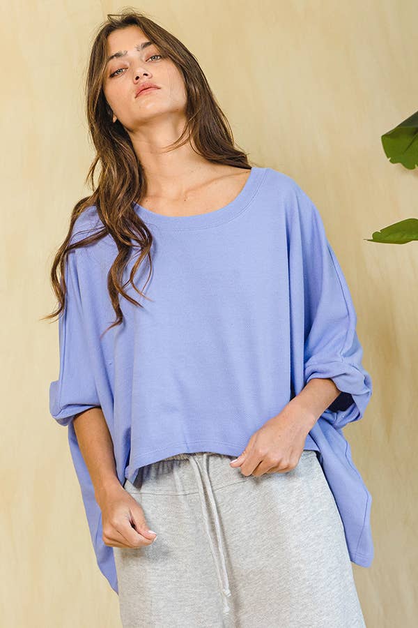 BUCKETLIST INC - Wholesale Knit Top - Women's - T1704D Solid French Terry Semi Crop Top5