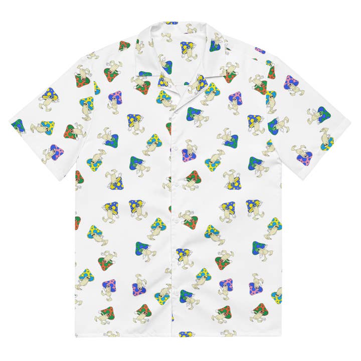 ALL-OVER SHROOMS BUTTON UP for wholesale by Petty Snacks