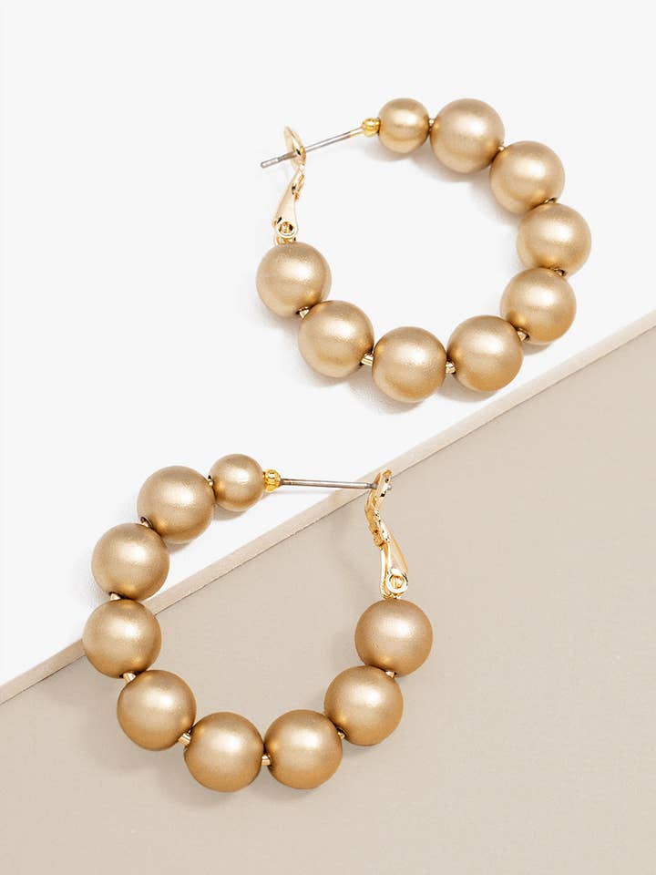 Gold Resin Beaded Hoop Earring for wholesale by ZENZII Jewelry