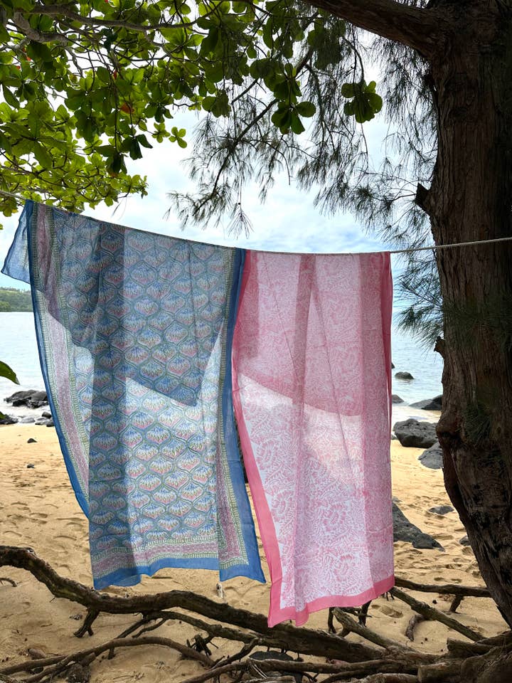 By the sea organics - Wholesale Swaddle - Baby - BLOCK PRINT SARONG - JAIPUR MARKET COLLECTION