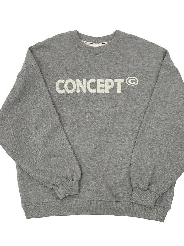 Loose Fit Concept Plush Embroidered Sweatshirt / Melange Grey for wholesale by Prod Bldg