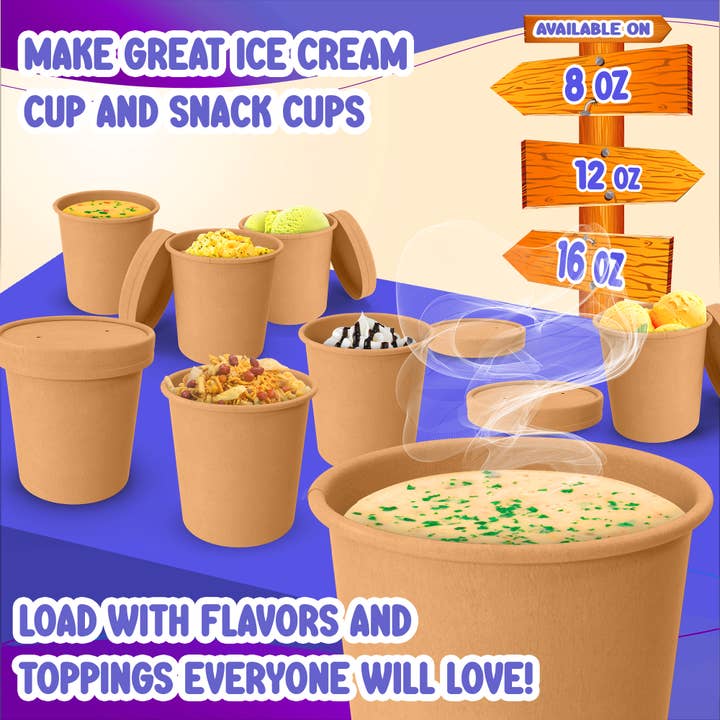 MT Products - Wholesale Disposable Cup - MT Products Brown Paper Soup Cups with Lids5