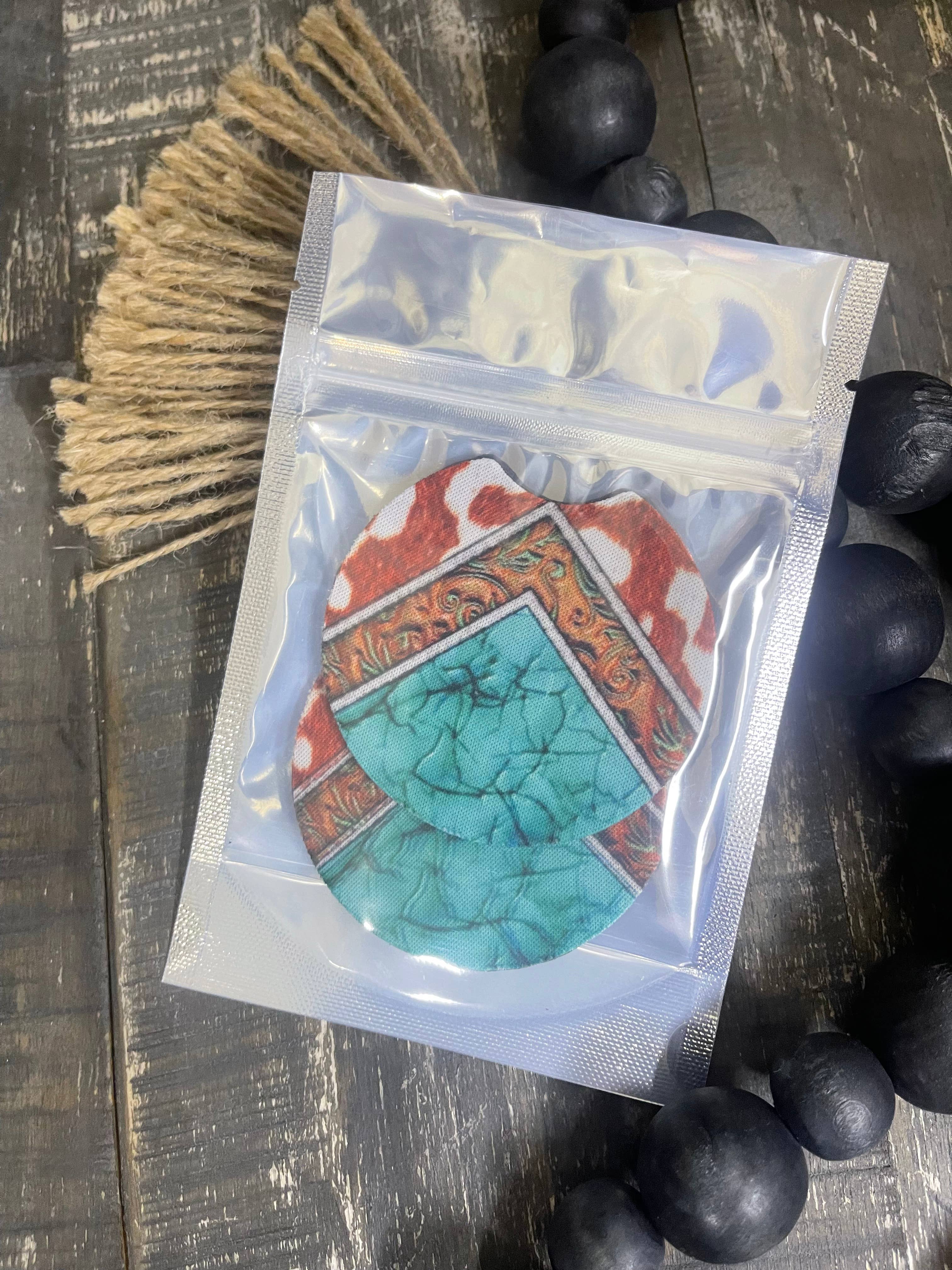 Pink August - Wholesale Car Coaster - Women's - Turquoise Stone & Cow Print Car Coasters 1