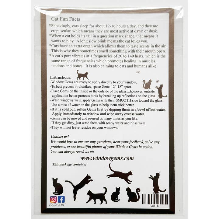 Window Gems - Wholesale Suncatcher - Cat Window Clings - Prismatic Bird Strike Prevention Decals5