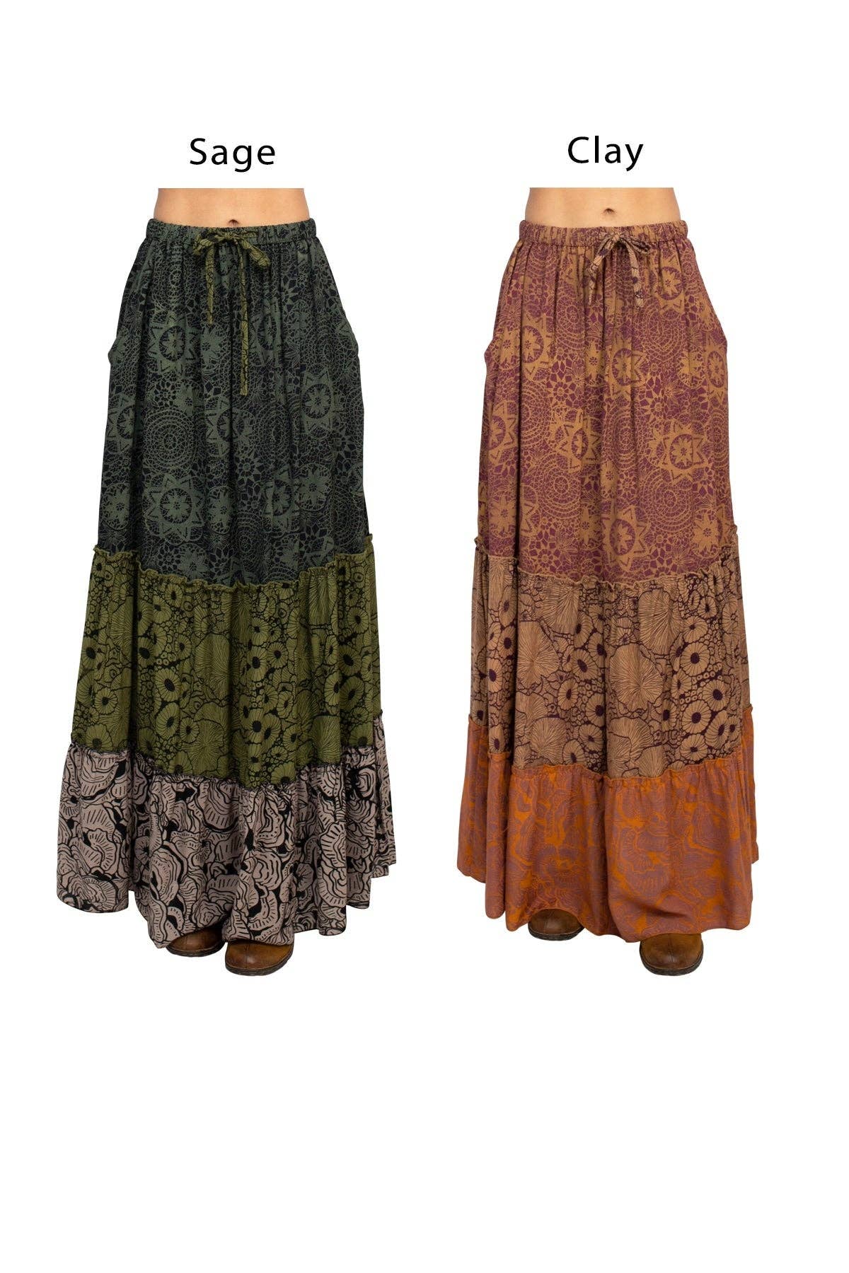 Lakhays Collection Inc. - Wholesale Skirt - Women's - Tiered Lace Print Maxi Skirt1