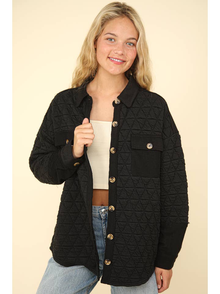 VERY J - Wholesale Shirt Jacket/Shacket - Women's - NT11775-Oversized Quilted Cozy Shacket Jacket