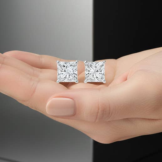 Princess Cut Diamond Solitaire 14K Solid Gold 4 Prong Earrings Stud - IGI Certified for wholesale by Triple C Diamonds