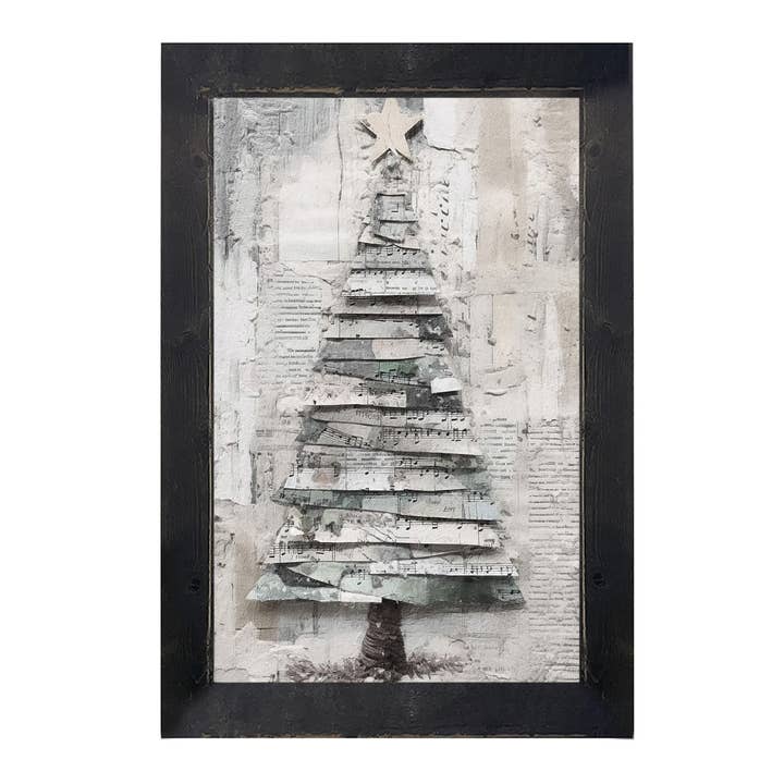 ginger blue - Wholesale Christmas Wall Art - Paper-style Christmas Tree 12 - Vertical Frame