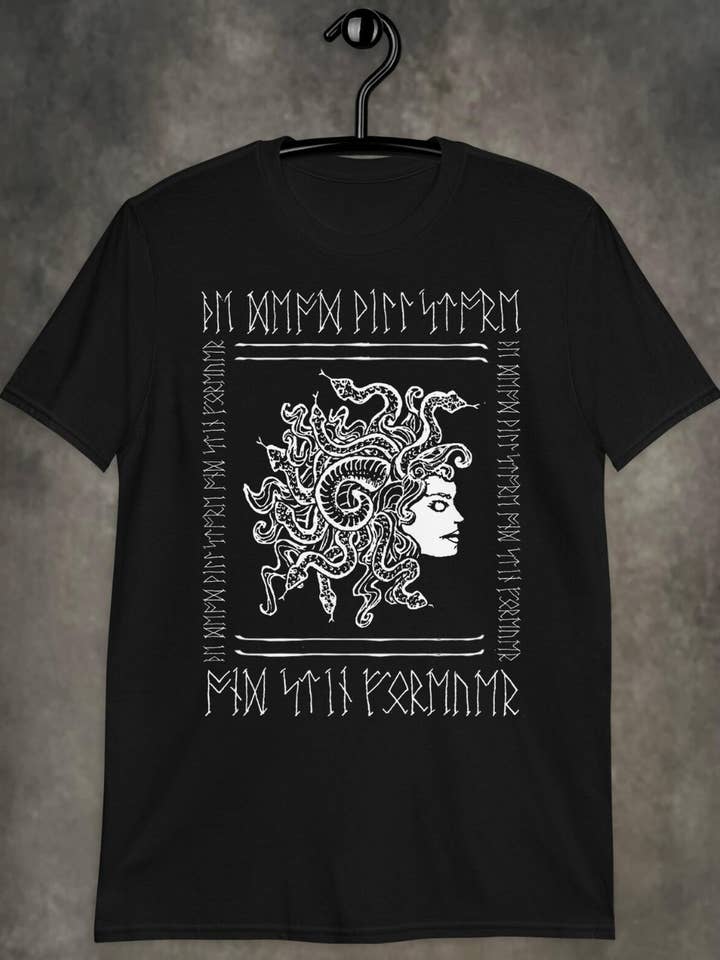 Medusa Runes mens unisex tshirt black for wholesale by SOVRIN
