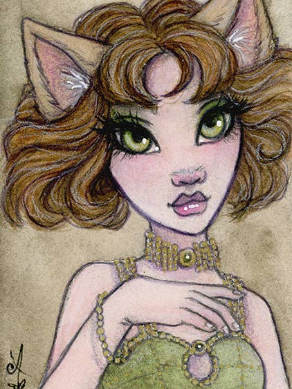 ACEO Small Art Print “Ranis” | Faerie Fairy | Werecat for wholesale by Faeries of Glittering Glen
