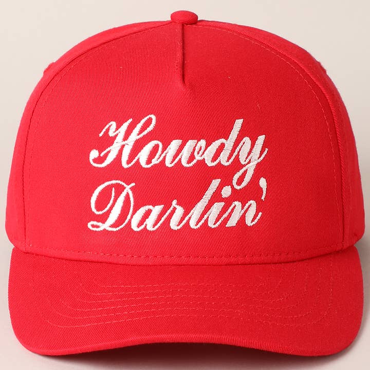 Fashion City - Wholesale Baseball Cap - Women's - Howdy Darlin Text Designed Embroidery Baseball Cap