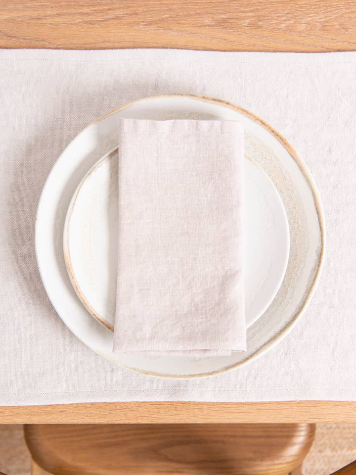 Set di 2 tovaglioli in lino beige per la vendita all'ingrosso da parte di Sauths