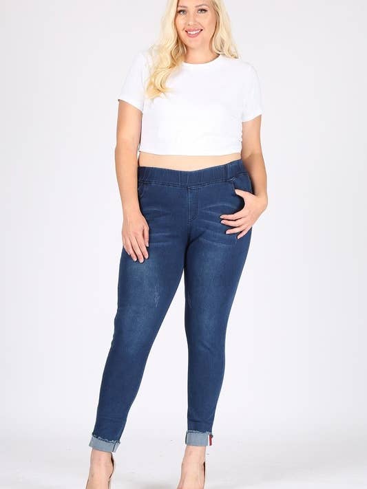 Pantalon de jegging taille haute à effet vieilli grande taille pour la vente par Bagel