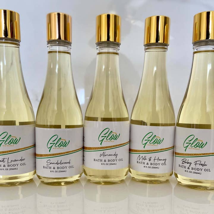 Huile pour le bain et le corps pour la vente par Glow by Michelle