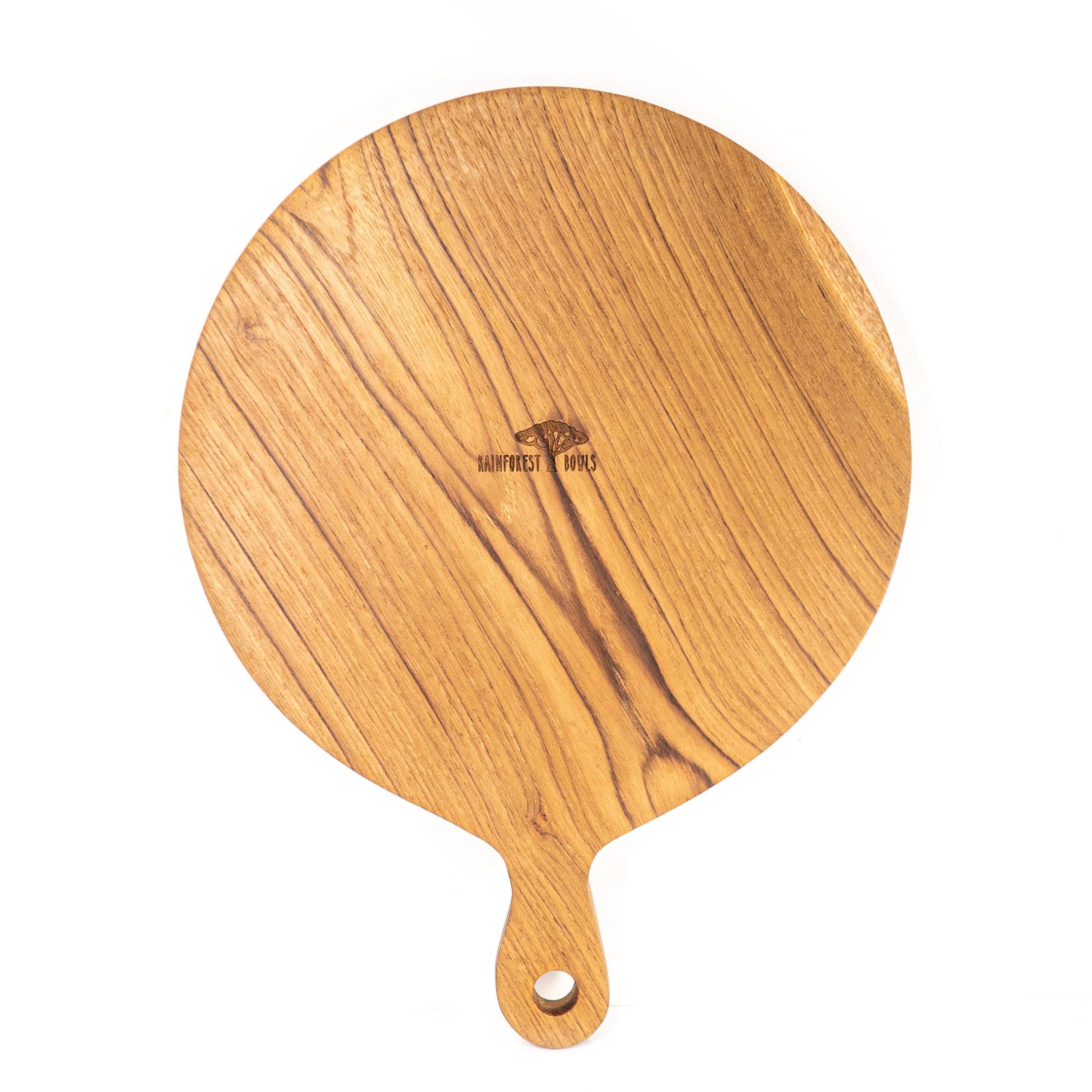 Rainforest Bowls - Wholesale Pizza Board - 12 Inch Teak Wood Pizza Board with Handle & Rim4