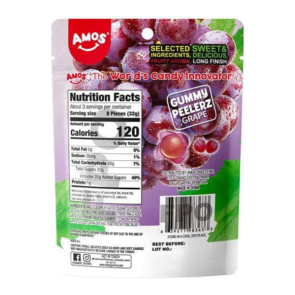 Showcase - Wholesale Gummy - Amos 4D Peelerz Peelable Fruit Gummy Candy (6oz) Multiple Flavors11