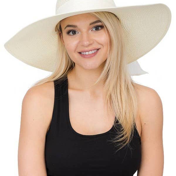 Cap Zone - Wholesale Straw Hat - Women's - Burlap Bow Straw Floppy Sun Hat10
