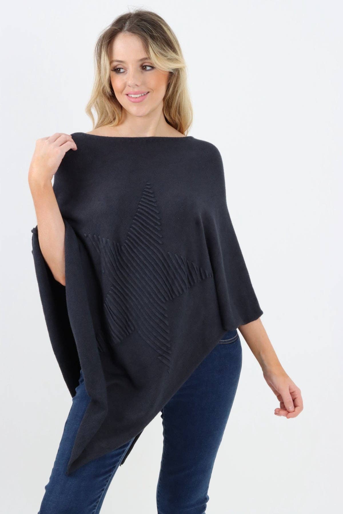 Miss Bold – wholesale Poncho – Women's – Italian Knitted Lagenlook Star Poncho16