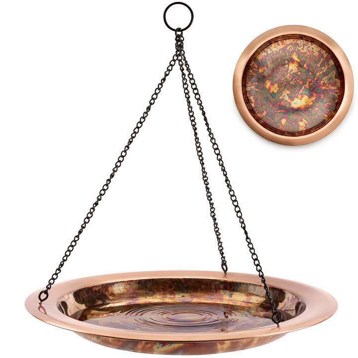 18" Hanging Fired Copper Bird Bath for wholesale by Good Directions