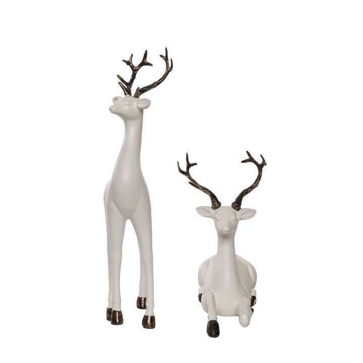 Transpac - Wholesale Christmas Decoration - CLOSEOUT 13" White Christmas Reindeer Glitter Accent Set 2