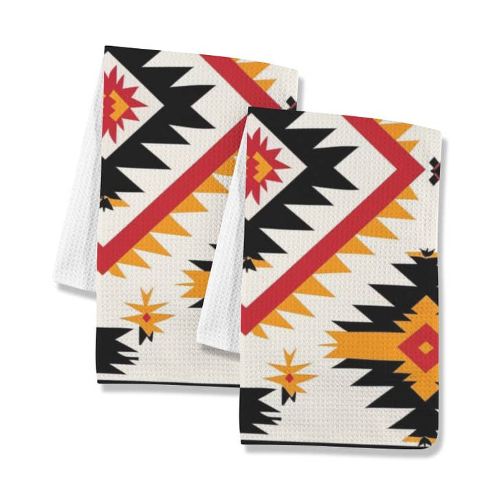 BAHA RANCH WESTERN WEAR - Wholesale Tea Towel - Southwestern Aztec Set of 2 Kitchen Dish Towels Made in America