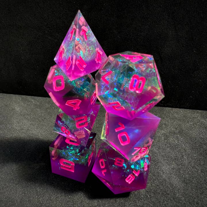 Spellwave 7-Piece Resin Dice Set for wholesale by Aether Objects