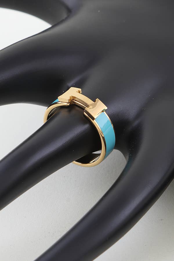 anbfashion - Vente Anneau/bague à empiler - Bague Design H en Émail10