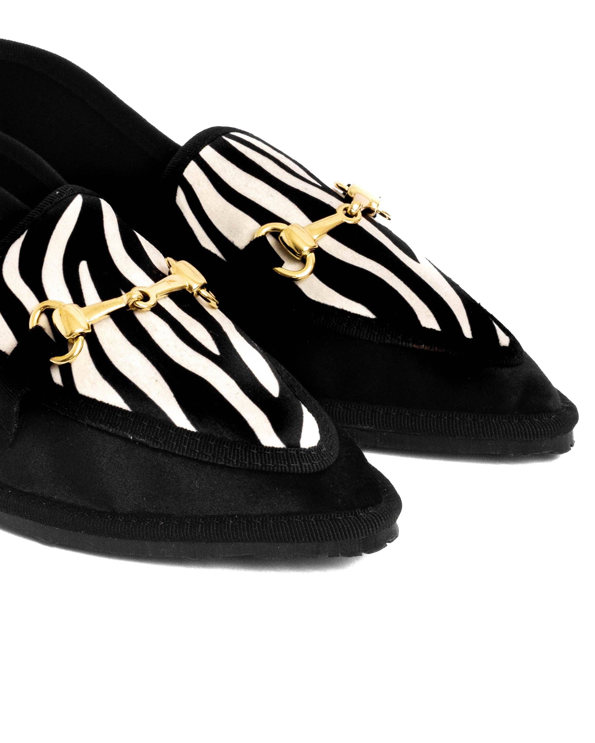 Colver – Engroshandel Flade sko - Dame – Rosy - italienske kvindesko i sort fløjl med zebra-print7