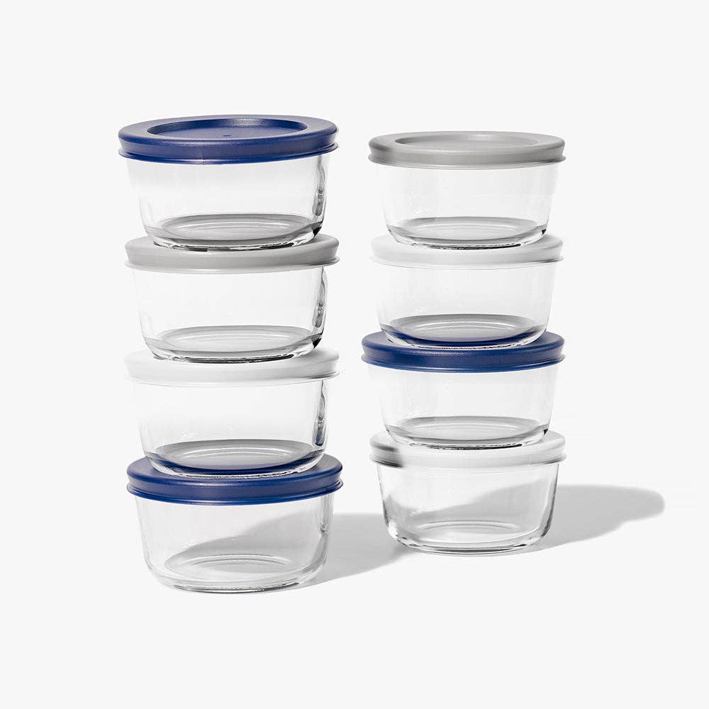 Dura Living LLC - Wholesale Food Storage Container - 16 Piece (7oz) Round Glass Food Storage Container Set (8 Containers + 8 Lids) with Bonus Lids1