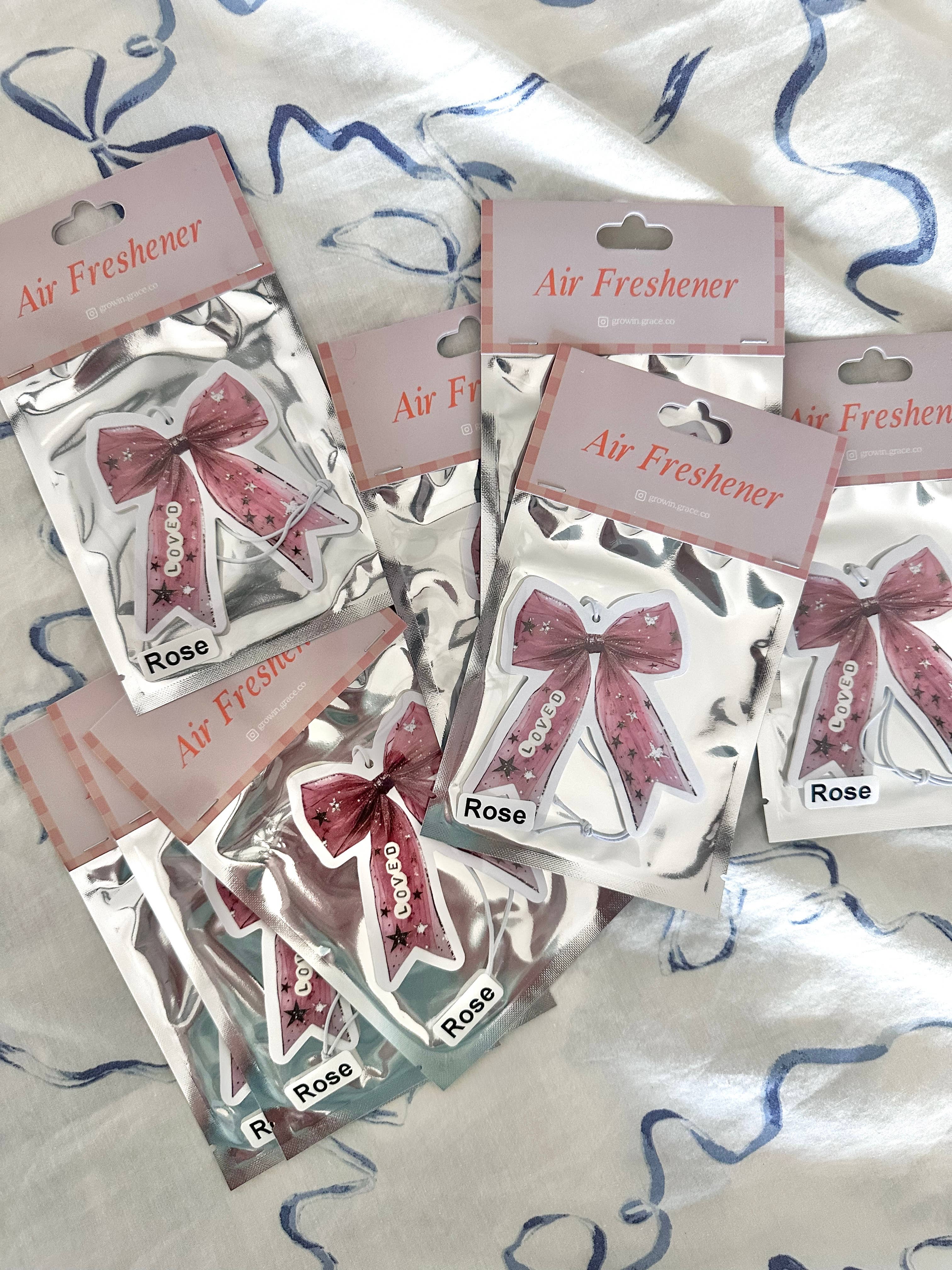 Grow in Grace - Wholesale Air Freshener - Pink Bow Car Air Freshener,"Loved "Christian Gift 4