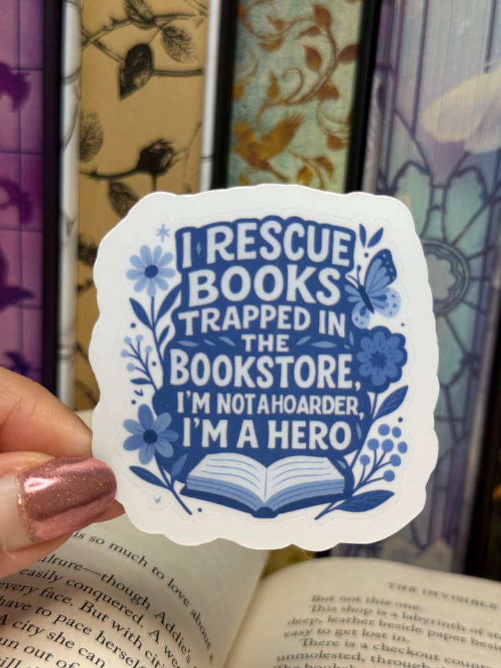 I rescue books sticker for wholesale by The Bookclub Boutique