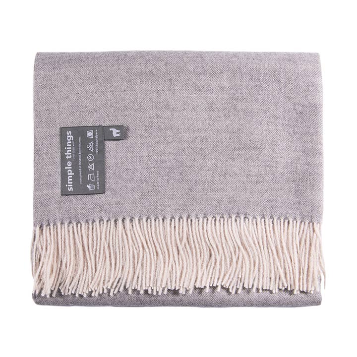Herringbone Pale Decke aus 100 % Baby-Alpaka für den Großhandel von Simple Things Ltd.