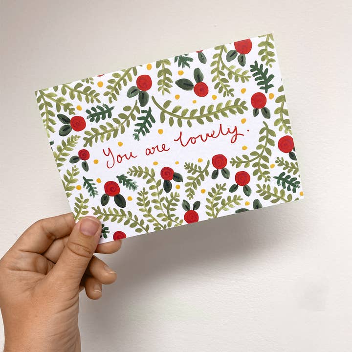 Jade Fisher - Wholesale Friendship Card - 'You Are Lovely' Floral Lettered Friendship Card