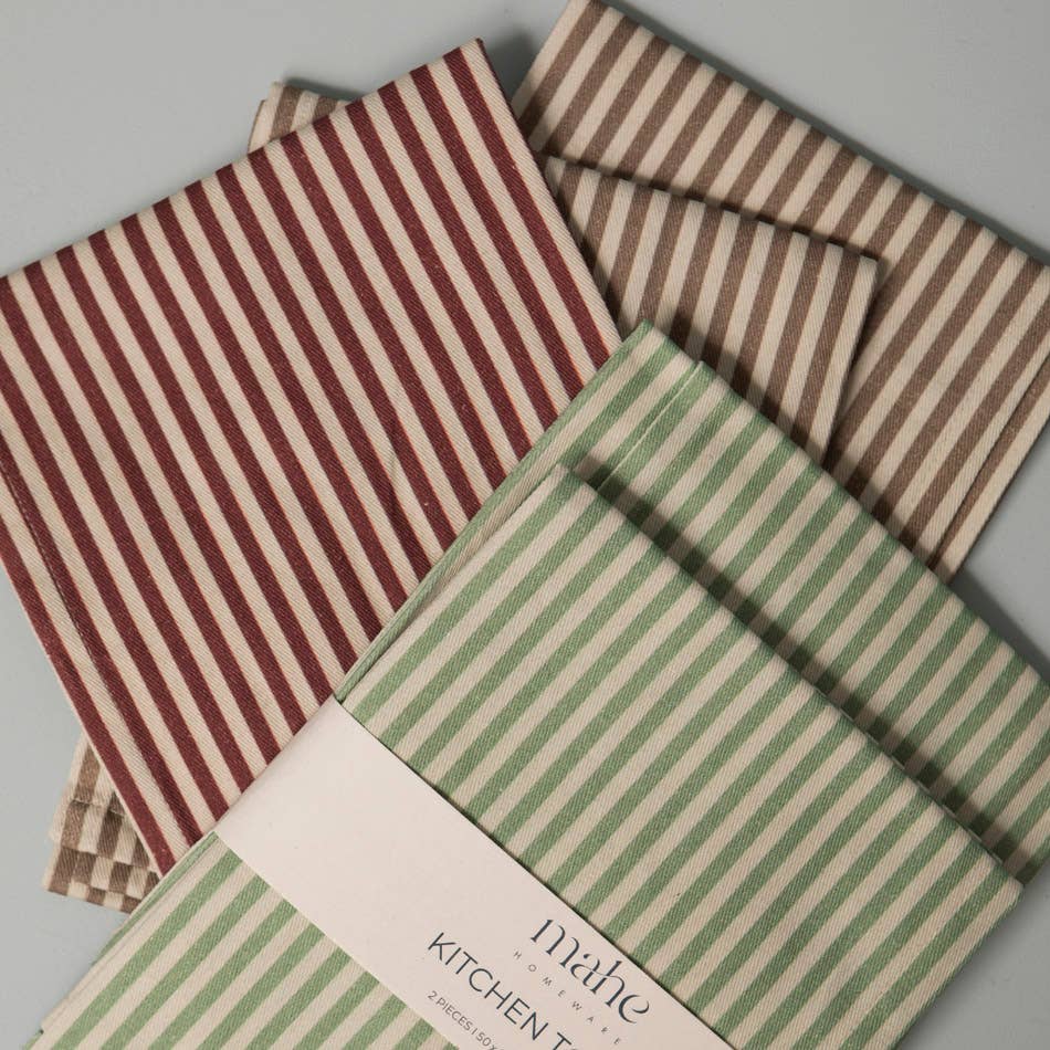 Mahe Homeware - Wholesale Tea Towel - Brown Stripe Kitchen Towel Set 26