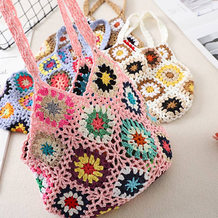 Funkyrel® Atzbranding Limited - Wholesale Tote Bag - Women's - Bohemian Handmade Crochet Bag - Exquisite Handcrafted Handba