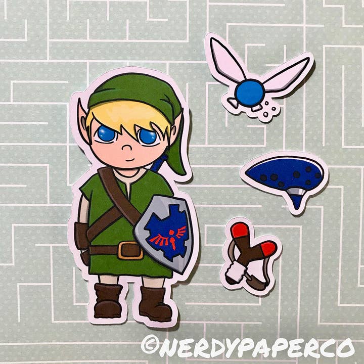 LINK ESSENTIALS PACK- Hand Drawn Zelda- Inspired Planner Die Cuts for wholesale by NERDY PAPER CO.