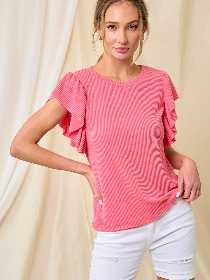 lovely melody - Wholesale Knit Top - Women's - LMT3877-Simple and plain rib top