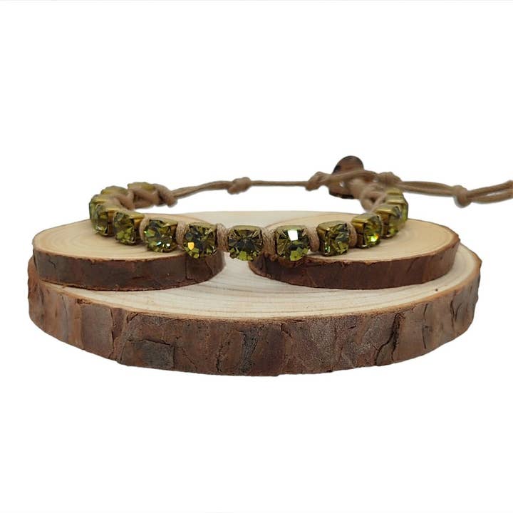 Pulseiras de Corrente de Cristal Grandes - Olivine por atacado de QUÉ MÁS JEWELS